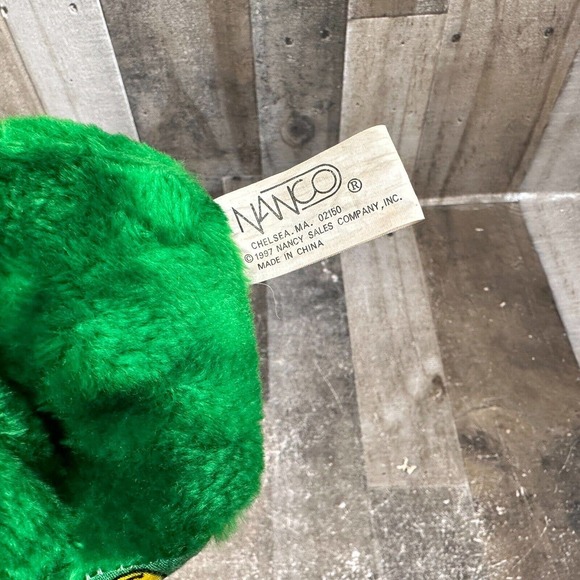 VTG NANCO 1997 Nancy Sales Green Plush Animal Smiley Face Colorful Dog Bear? 7" - Picture 6 of 9